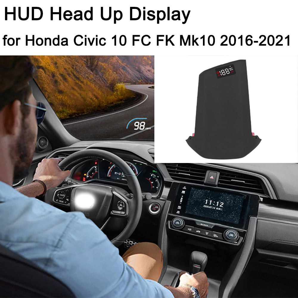 for Honda Civic 10 FC FK Mk10 2016-2021 Auto HUD Display Projector Alarm Head Up Display Speedometer