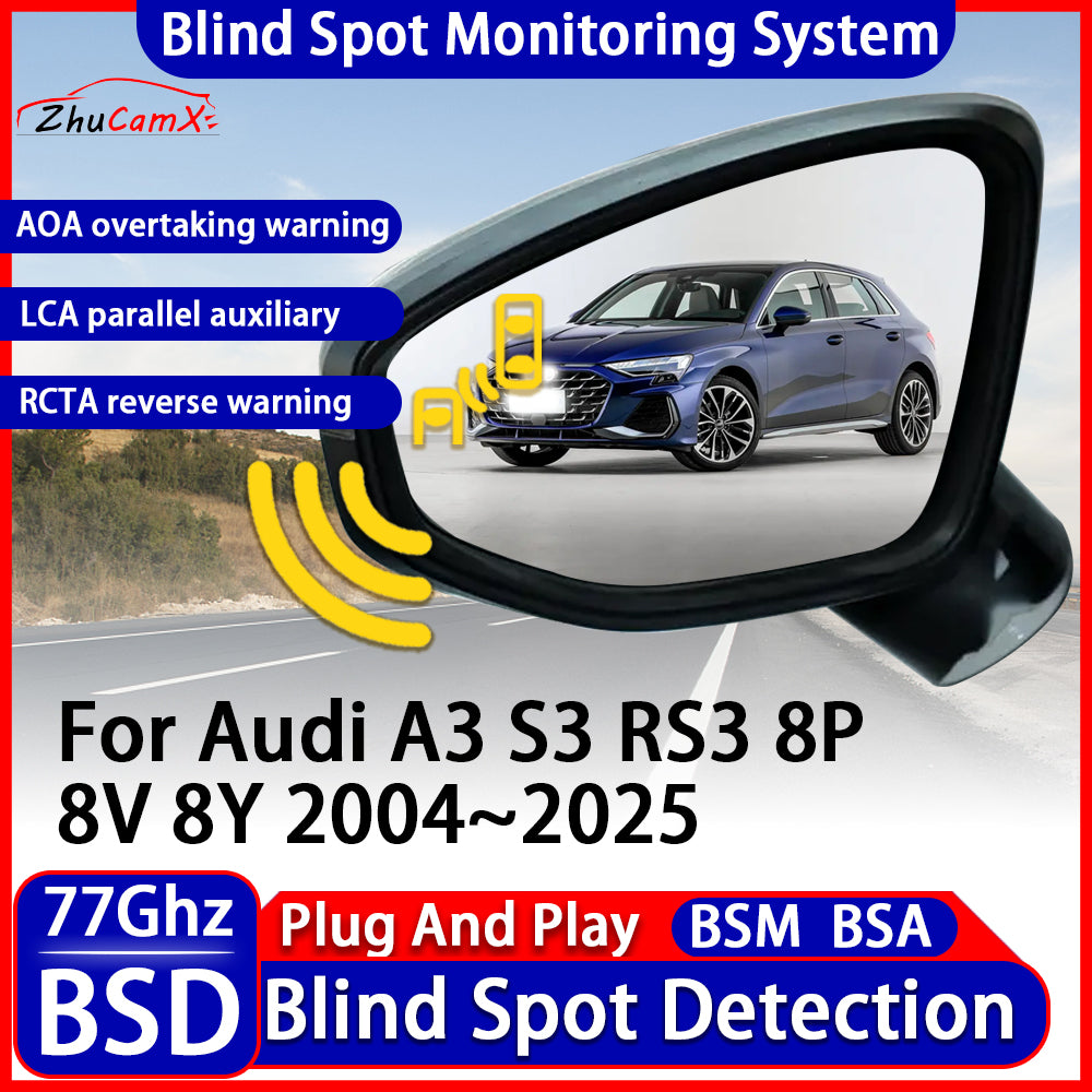 for Audi A3 S3 RS3 8P 8V 8Y 2004-2025 Side Assist Blind Spot Monitoring Detection BSM BSD System 77Ghz & 24Ghz