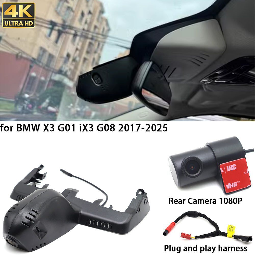 for BMW X3 G01 iX3 G08 2017-2025 4K Dash Cam Wifi Camera Video Recorder