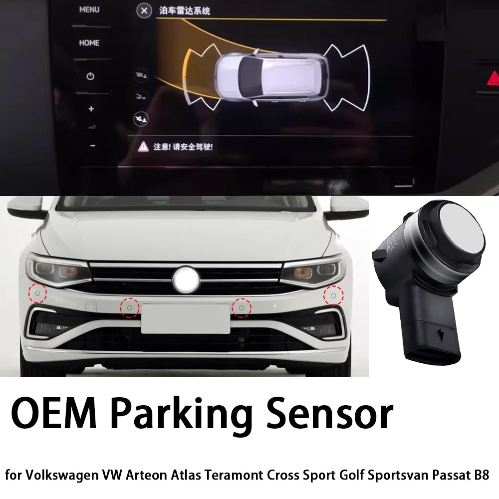 for Volkswagen VW Arteon Atlas Teramont Cross Sport Golf Sportsvan Passat B8 OEM Car Parking Sensor Kit Buzzer Alarm Reverse Radar Detector System