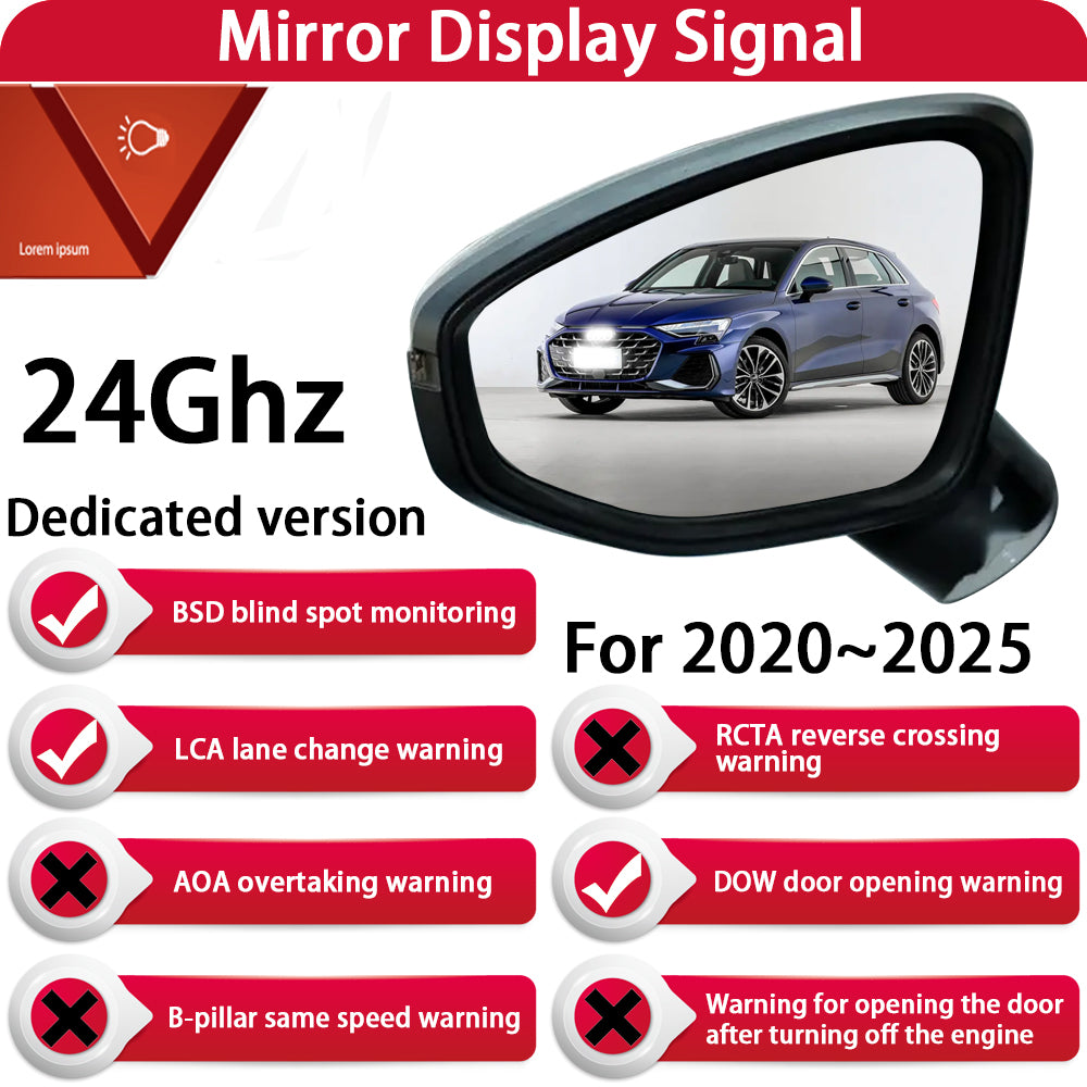 for Audi A3 S3 RS3 8P 8V 8Y 2004-2025 Side Assist Blind Spot Monitoring Detection BSM BSD System 77Ghz & 24Ghz