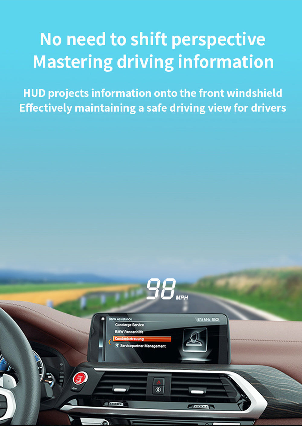 for BMW 3 4 Series F30 F31 F34 F35 F32 F33 F36 2012-2019 Auto HUD Display Projector Alarm Head Up Display Speedometer