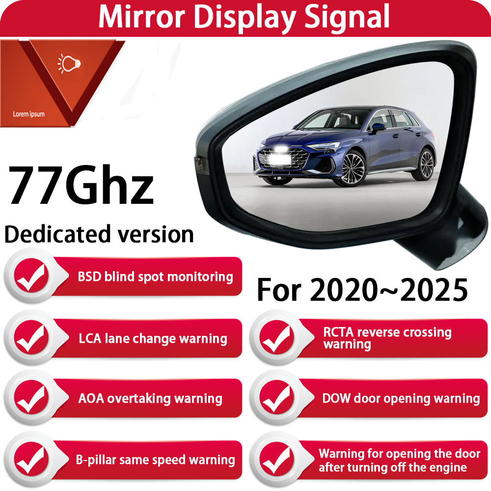 for Audi A3 S3 RS3 8P 8V 8Y 2004-2025 Side Assist Blind Spot Monitoring Detection BSM BSD System 77Ghz & 24Ghz