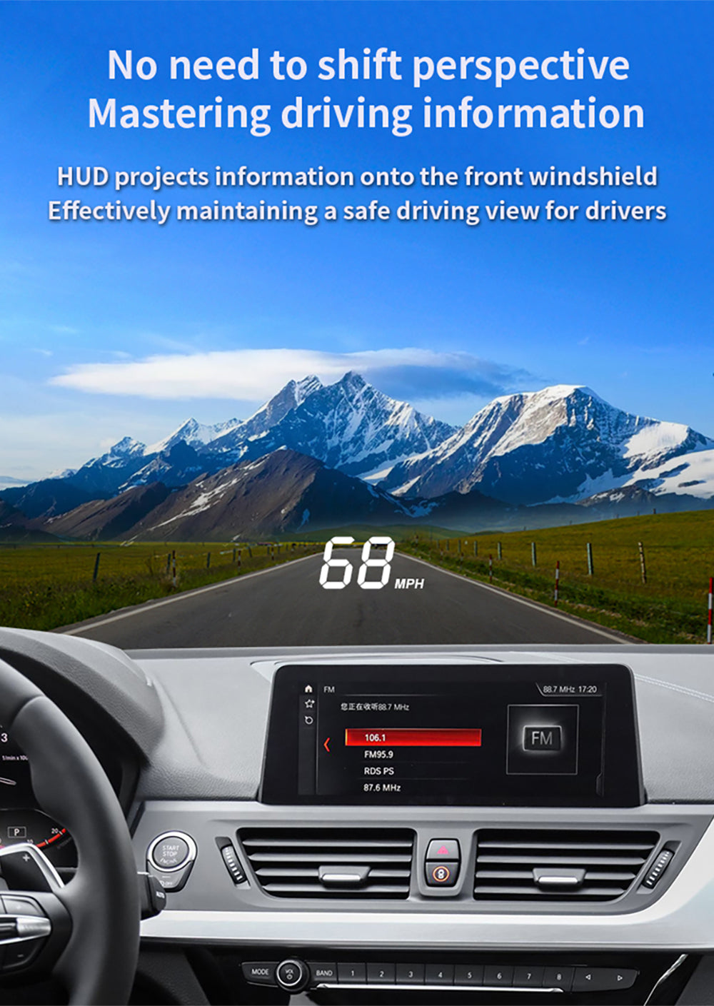 for BMW 1 2 Series F52 F22 F23 2014-2023 Auto HUD Display Projector Alarm Head Up Display Speedometer