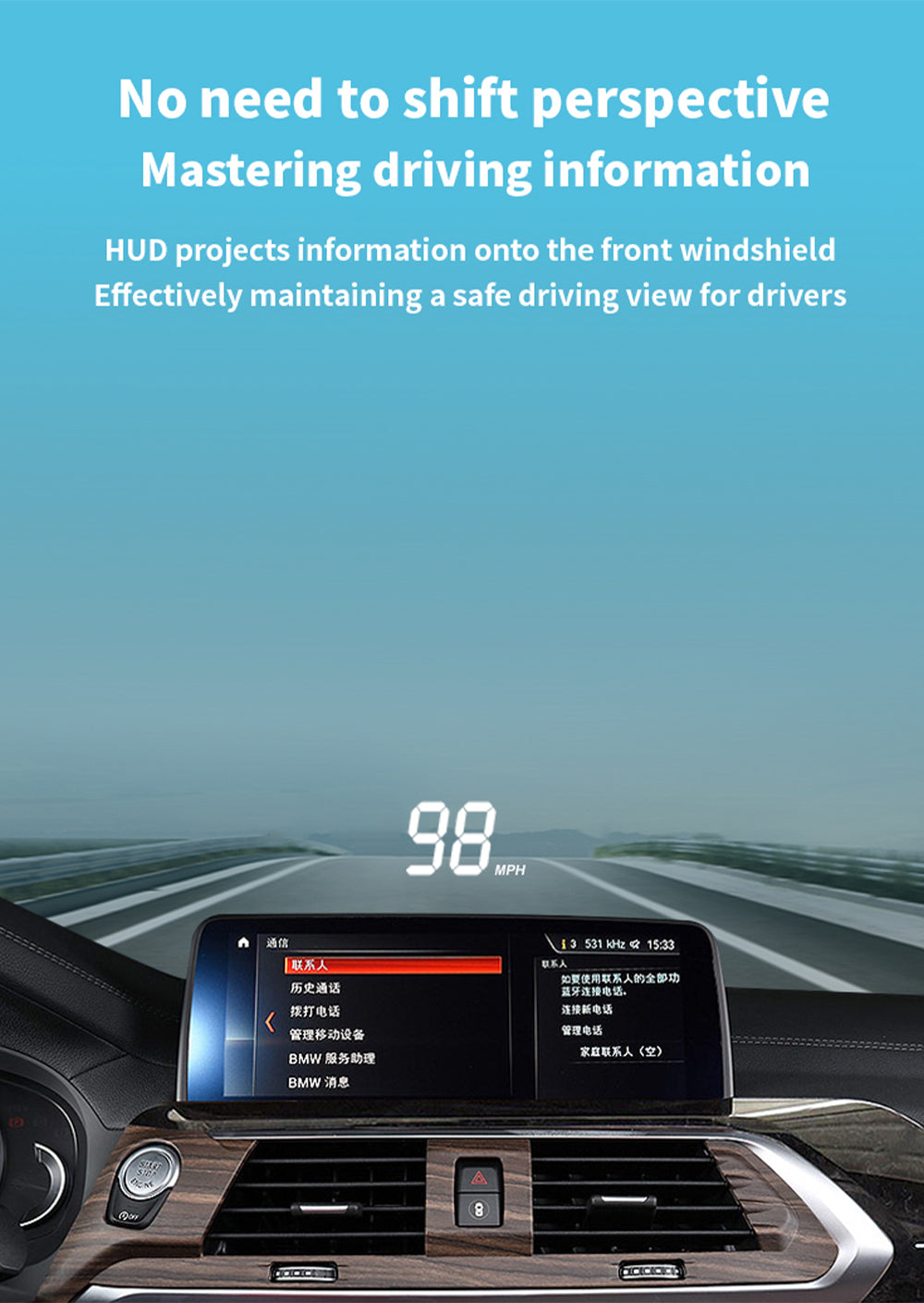 for BMW X4 F26 G02 X3 F25 G01 iX3 G08 2014-2025 Auto HUD Display Projector Alarm Head Up Display Speedometer