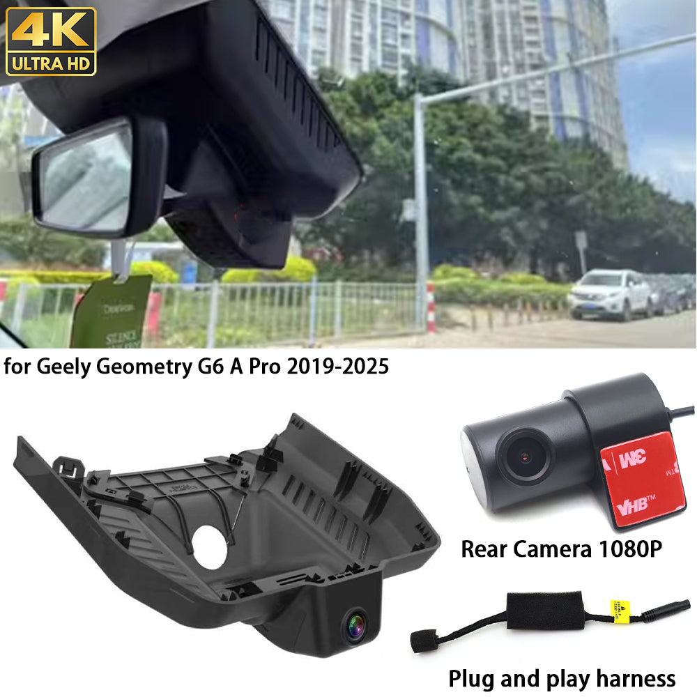 for Geely Geometry G6 A Pro 2019-2025 4K Dash Cam Wifi Camera Video Recorder