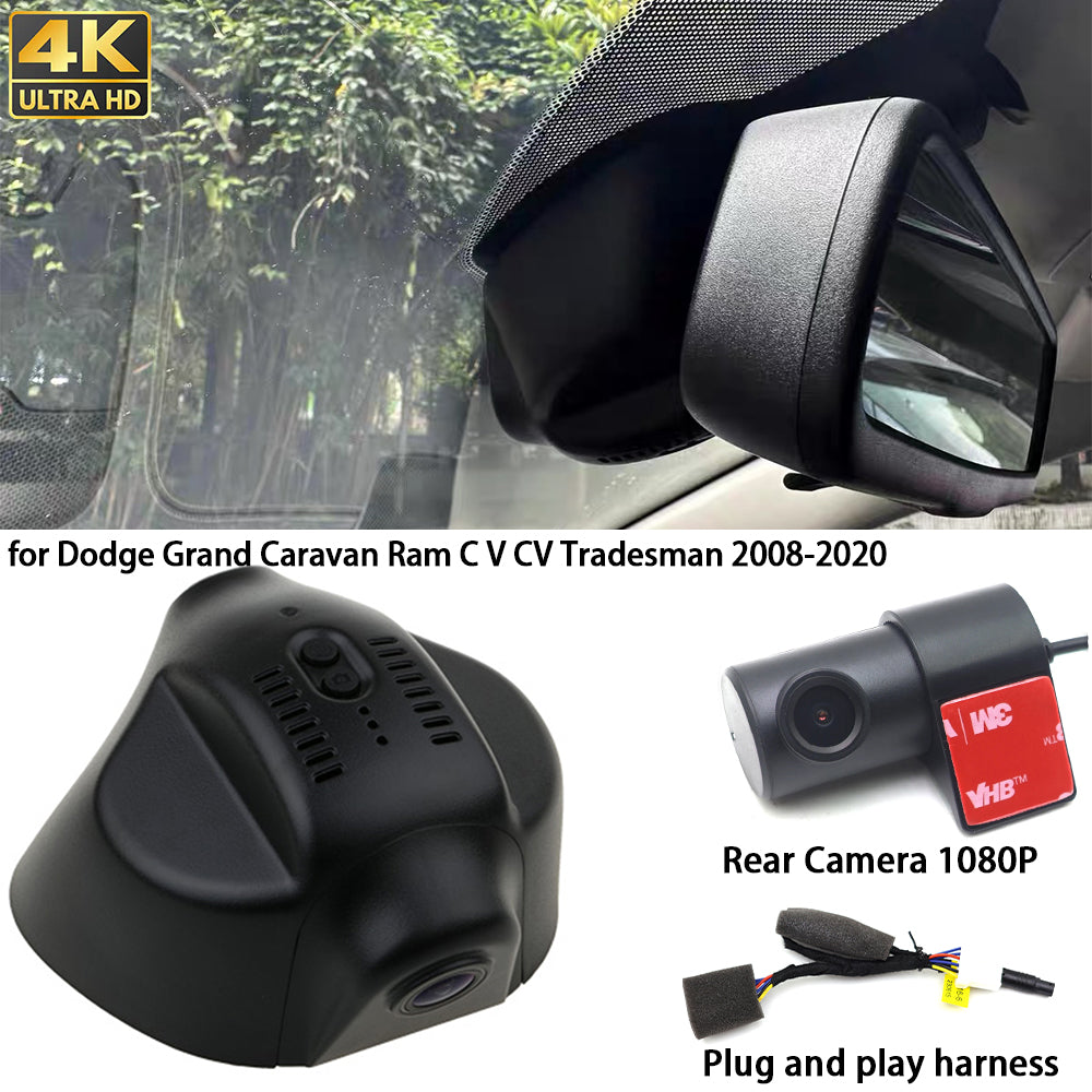 for Dodge Grand Caravan Ram C V CV Tradesman 2008-2020 HUD 4K Dash Cam Wifi Camera Video Recorder