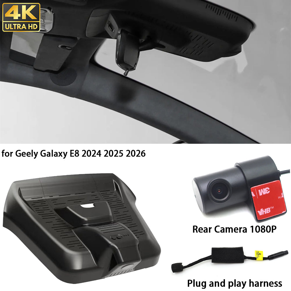 for Geely Galaxy E8 2024 2025 2026 4K Dash Cam Wifi Camera Video Recorder