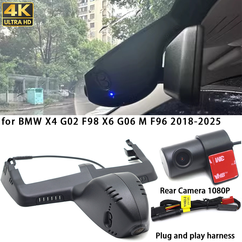 for BMW X4 G02 F98 X6 G06 M F96 2018-2025 4K Dash Cam Wifi Camera Video Recorder