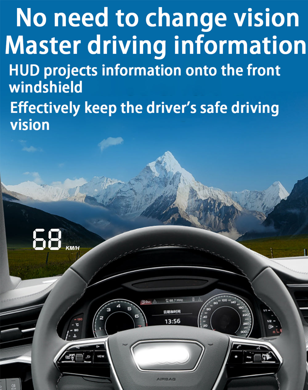 for Audi A6 S6 RS6 C7 4G 2012-2018 Auto HUD Display Projector Alarm Head Up Display Speedometer