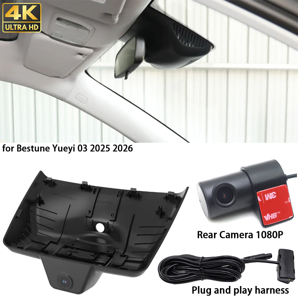 for Bestune Yueyi 03 2025 2026 4K Dash Cam Wifi Camera Video Recorder