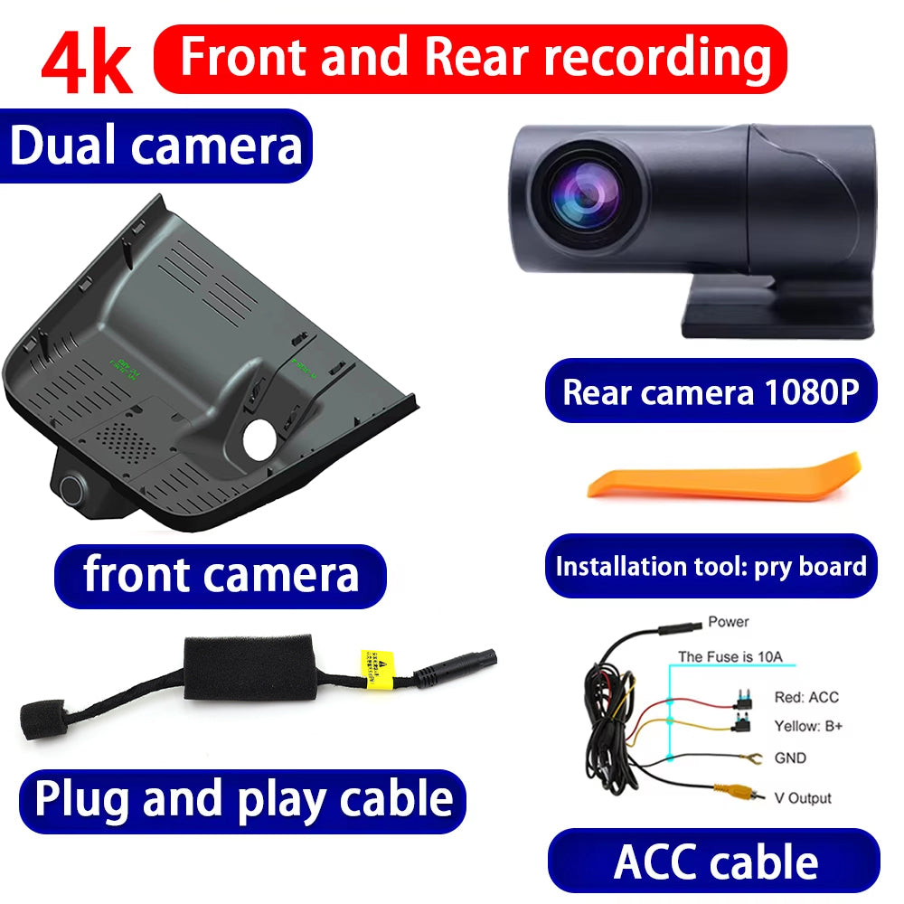 for Geely Icon Cowboy 2020 2021 2022 2023 2024 2025 4K Dash Cam Wifi Camera Video Recorder