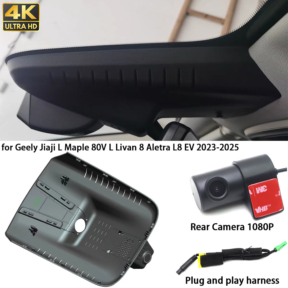 for Geely Jiaji L Maple 80V L Livan 8 Aletra L8 EV 2023-2025 4K Dash Cam Wifi Camera Video Recorder