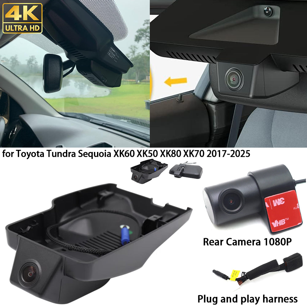 for Toyota Tundra Sequoia XK60 XK50 XK80 XK70 2017-2025 4K Dash Cam Wifi Camera Video Recorder