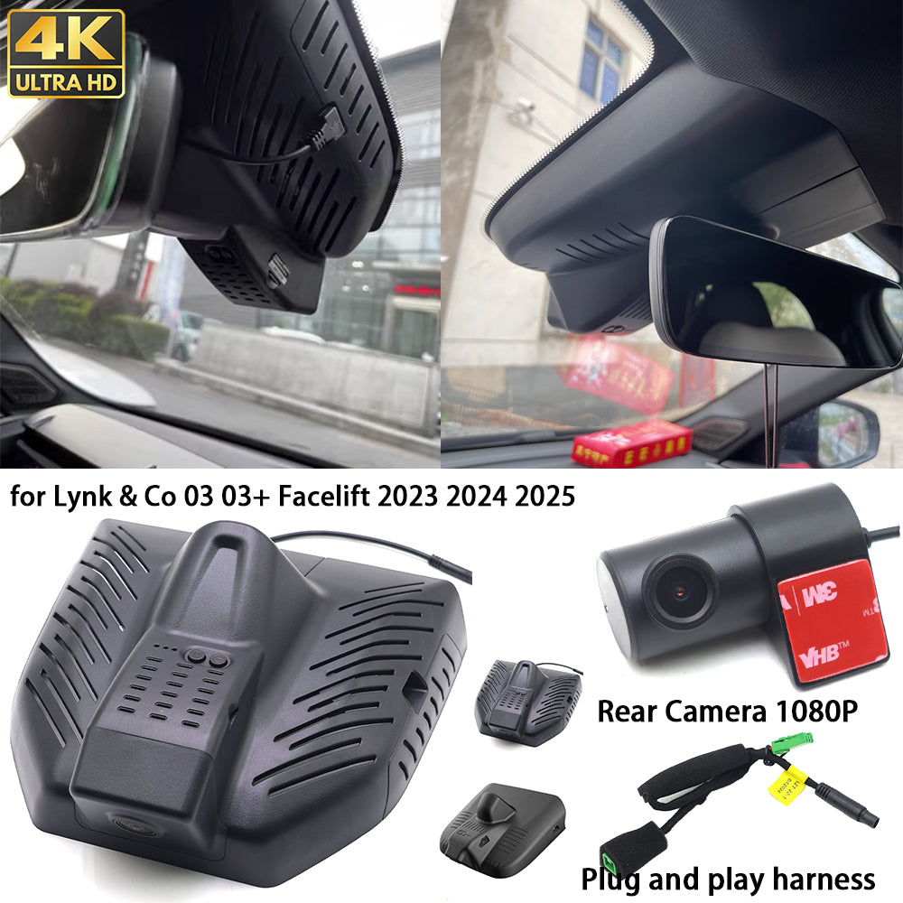 for Lynk & Co 03 03+ Facelift 2023 2024 2025 4K Dash Cam Wifi Camera Video Recorder