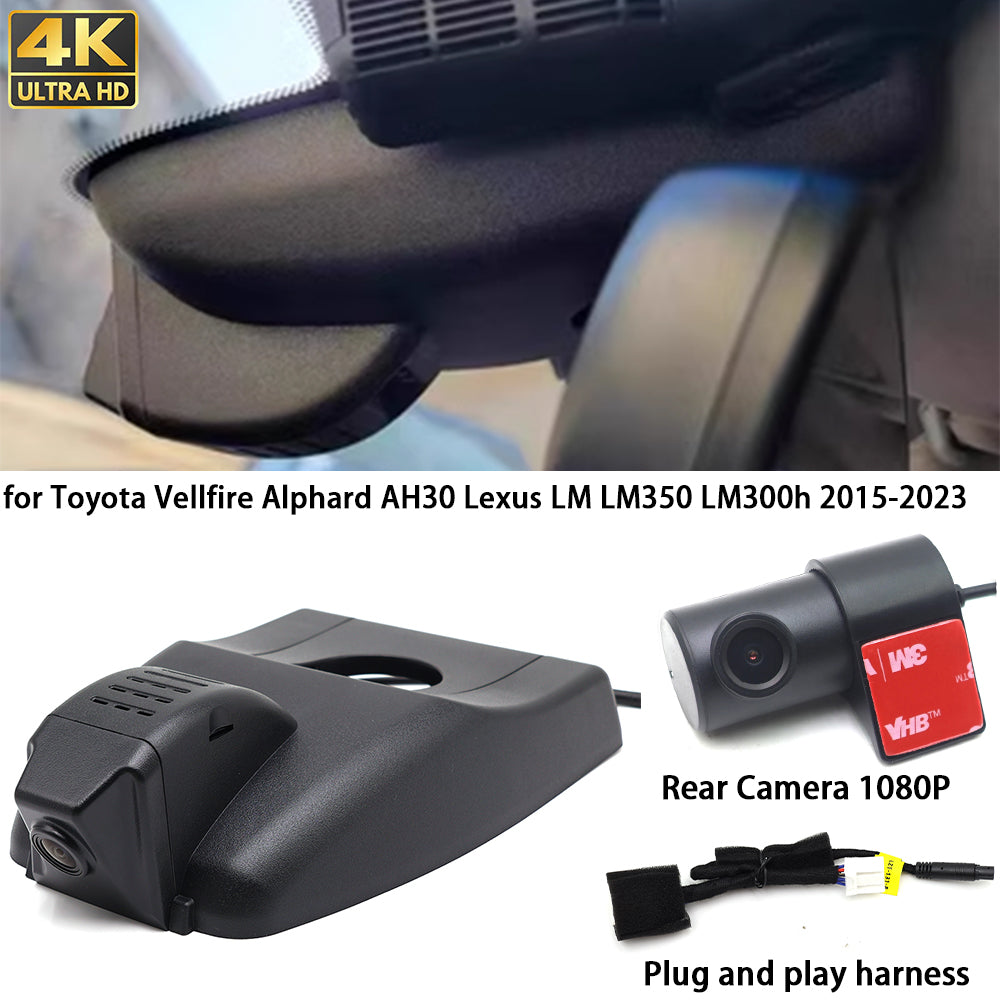 for Toyota Vellfire Alphard AH30 Lexus LM LM350 LM300h 2015-2023 4K Dash Cam Wifi Camera Video Recorder