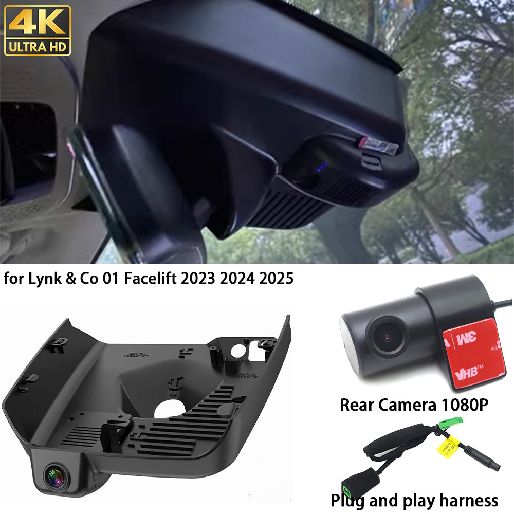 for Lynk & Co 01 Facelift 2023 2024 2025 4K Dash Cam Wifi Camera Video Recorder