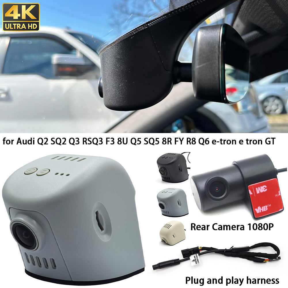 for Audi Q2 SQ2 Q3 RSQ3 F3 8U Q5 SQ5 8R FY R8 Q6 e-tron e tron GT 4K Dash Cam Wifi Camera Video Recorder