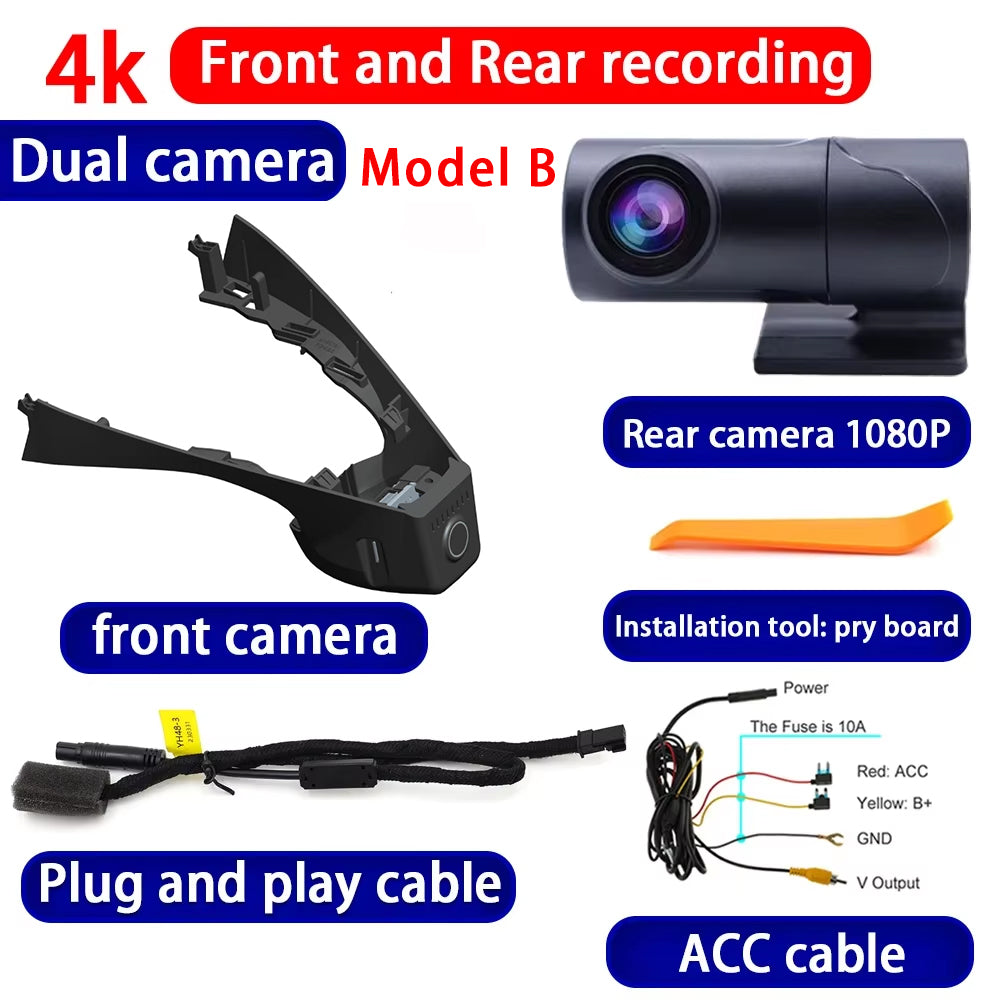 for Volkswagen VW Virtus Polo Sedan Lavida XR Skoda Slavia 2018-2025 4K Dash Cam Wifi Camera Video Recorder