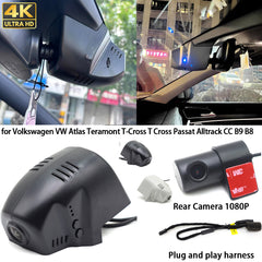 for Volkswagen VW Atlas Teramont T-Cross T Cross Passat Alltrack CC B9 B8 4K Dash Cam Wifi Camera Video Recorder