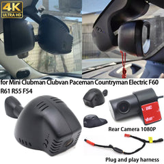 for Mini Clubman Clubvan Paceman Countryman Electric F60 R61 R55 F54 4K Dash Cam Wifi Camera Video Recorder
