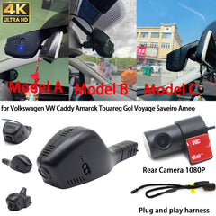 for Volkswagen VW Caddy Amarok Touareg Gol Voyage Saveiro Ameo 4K Dash Cam Wifi Camera Video Recorder