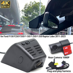 for Ford F150 F250 F350 F-150 F-250 F-350 Raptor Lobo 2011-2023 HUD 4K Dash Cam Wifi Camera Video Recorder