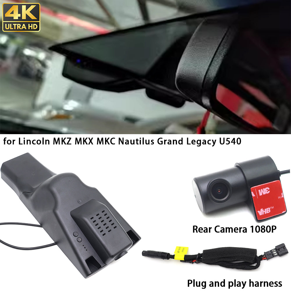 for Lincoln MKZ MKX MKC Nautilus Grand Legacy U540 4K Dash Cam Wifi Camera Video Recorder