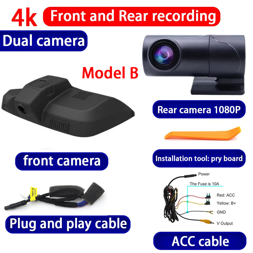 for Hongqi E-HS3 E HS3 2018 2019 2020 2021 2022 2023 4K Dash Cam Wifi Camera Video Recorder