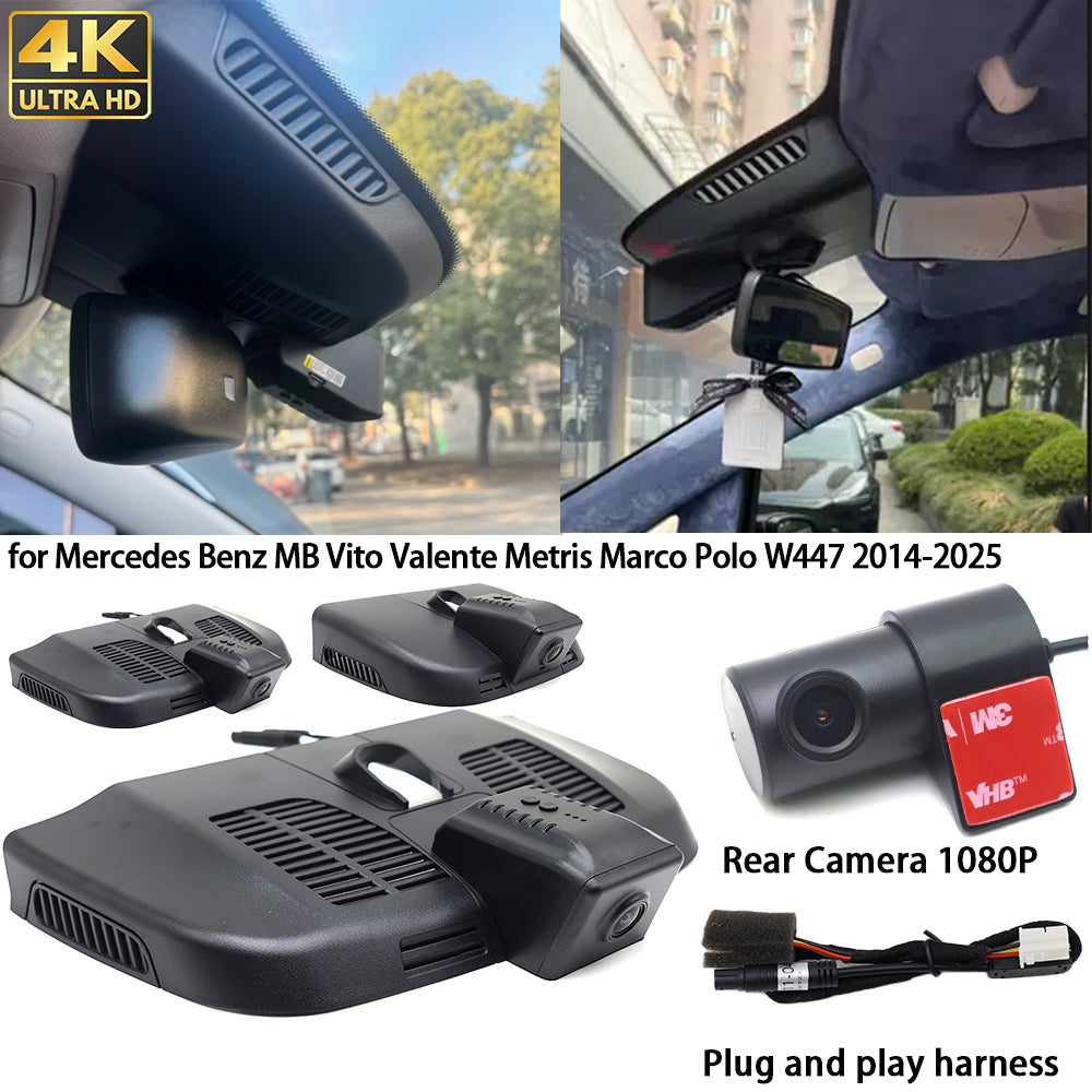 for Mercedes Benz MB Vito Valente Metris Marco Polo W447 2014-2025 4K Dash Cam Wifi Camera Video Recorder