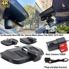 for Mercedes Benz MB Vito Valente Metris Marco Polo W447 2014-2025 4K Dash Cam Wifi Camera Video Recorder