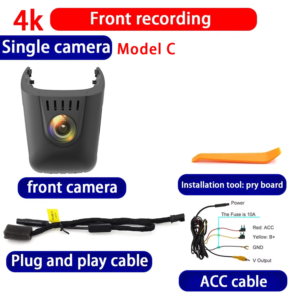 for Volkswagen VW Virtus Polo Sedan Lavida XR Skoda Slavia 2018-2025 4K Dash Cam Wifi Camera Video Recorder