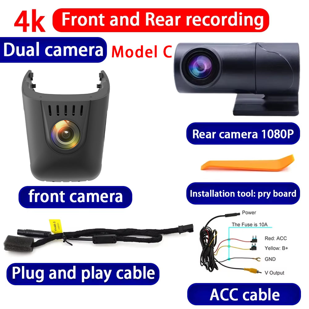 for Volkswagen VW Virtus Polo Sedan Lavida XR Skoda Slavia 2018-2025 4K Dash Cam Wifi Camera Video Recorder
