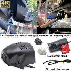 for Volkswagen VW Taigun Arteon Tiguan Touran 5T Taos Tharu Taigo Nivus 4K Dash Cam Wifi Camera Video Recorder
