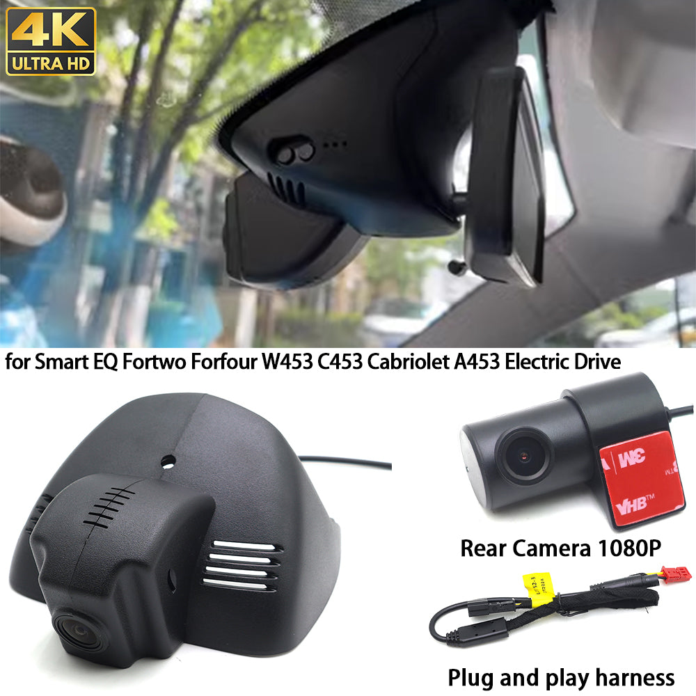 for Smart EQ Fortwo Forfour W453 C453 Cabriolet A453 Electric Drive 4K Dash Cam Wifi Camera Video Recorder