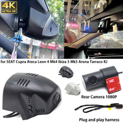for SEAT Cupra Ateca Leon 4 Mk4 Ibiza 5 Mk5 Arona Tarraco KJ 4K Dash Cam Wifi Camera Video Recorder