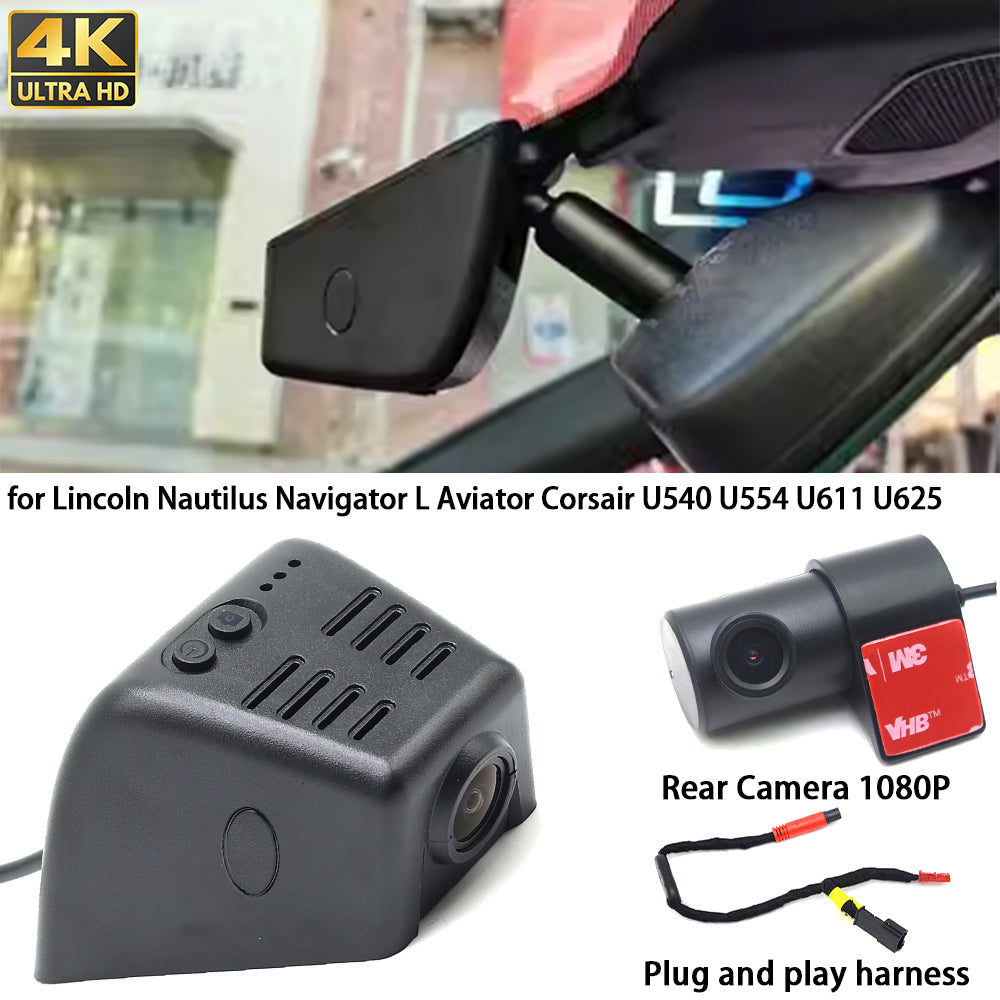 for Lincoln Nautilus Navigator L Aviator Corsair U540 U554 U611 U625 HUD 4K Dash Cam Wifi Camera Video Recorder