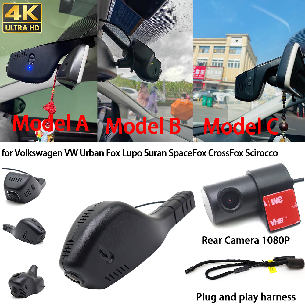 for Volkswagen VW Urban Fox Lupo Suran SpaceFox CrossFox Scirocco 4K Dash Cam Wifi Camera Video Recorder