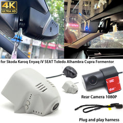 for Skoda Karoq Enyaq iV SEAT Toledo Alhambra Cupra Formentor 4K Dash Cam Wifi Camera Video Recorder