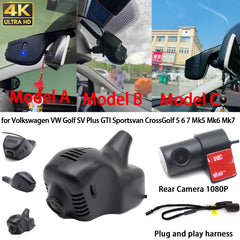 for Volkswagen VW Golf SV Plus GTI Sportsvan CrossGolf 5 6 7 Mk5 Mk6 Mk7 4K Dash Cam Wifi Camera Video Recorder