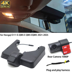 for Hongqi E111 E-QM5 E QM5 EQM5 2021-2025 HUD 4K Dash Cam Wifi Camera Video Recorder