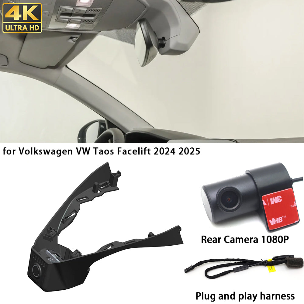 for Volkswagen VW Taos Facelift 2024 2025 4K Dash Cam Wifi Camera Video Recorder