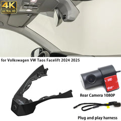 for Volkswagen VW Taos Facelift 2024 2025 4K Dash Cam Wifi Camera Video Recorder