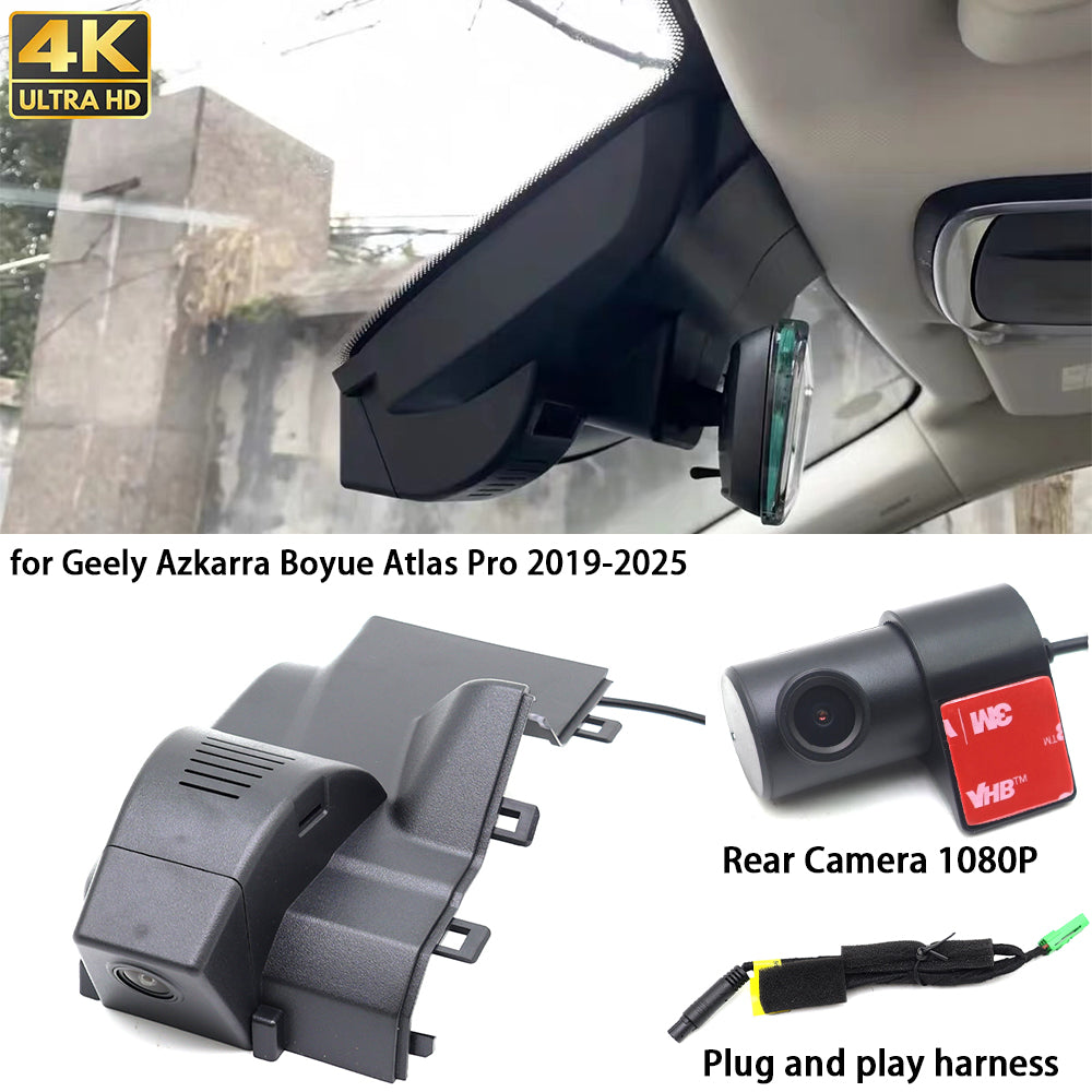 for Geely Azkarra Boyue Atlas Pro 2019-2025 4K Dash Cam Wifi Camera Video Recorder