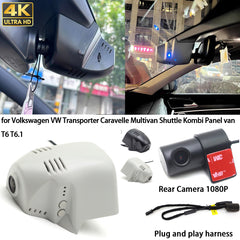 for Volkswagen VW Transporter Caravelle Multivan Shuttle Kombi Panel van T6 T6.1 4K Dash Cam Wifi Camera Video Recorder