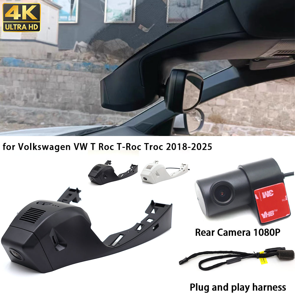 for Volkswagen VW T Roc T-Roc Troc 2018-2025 4K Dash Cam Wifi Camera Video Recorder