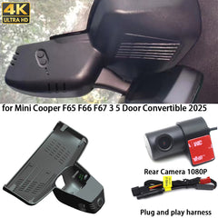for Mini Cooper F65 F66 F67 3 5 Door Convertible 2025 4K Dash Cam Wifi Camera Video Recorder