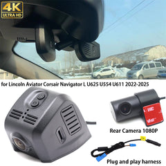 for Lincoln Aviator Corsair Navigator L U625 U554 U611 2022-2025 HUD 4K Dash Cam Wifi Camera Video Recorder