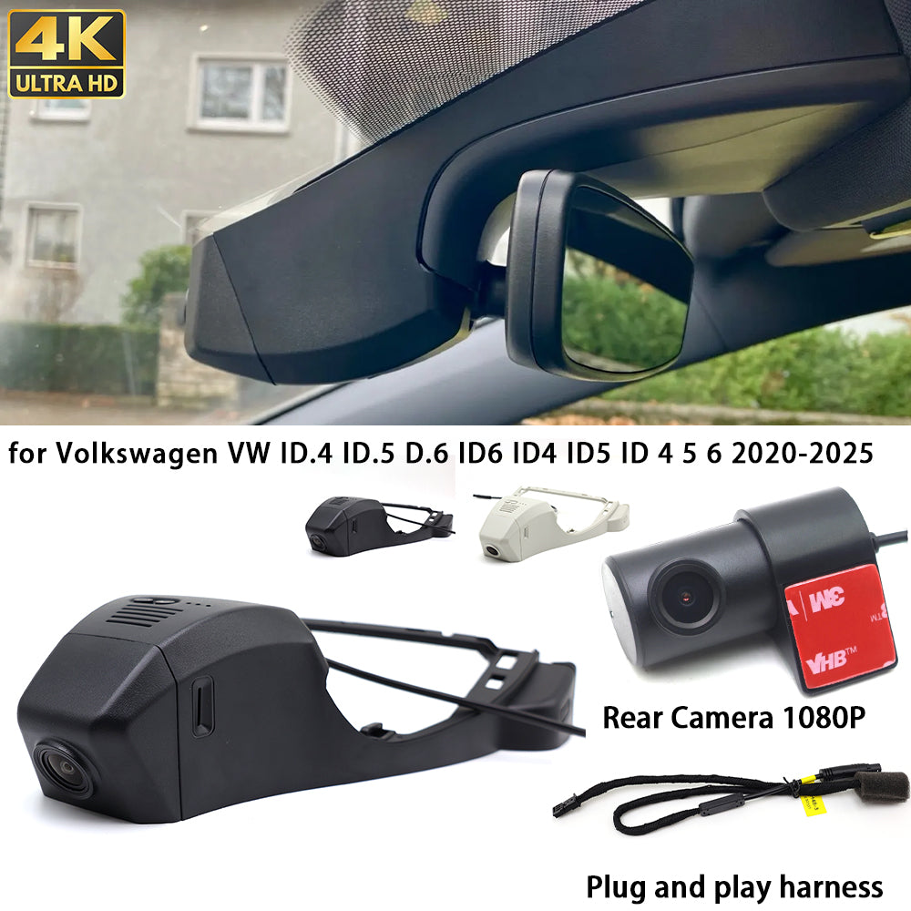for Volkswagen VW ID.4 ID.5 D.6 ID6 ID4 ID5 ID 4 5 6 2020-2025 4K Dash Cam Wifi Camera Video Recorder