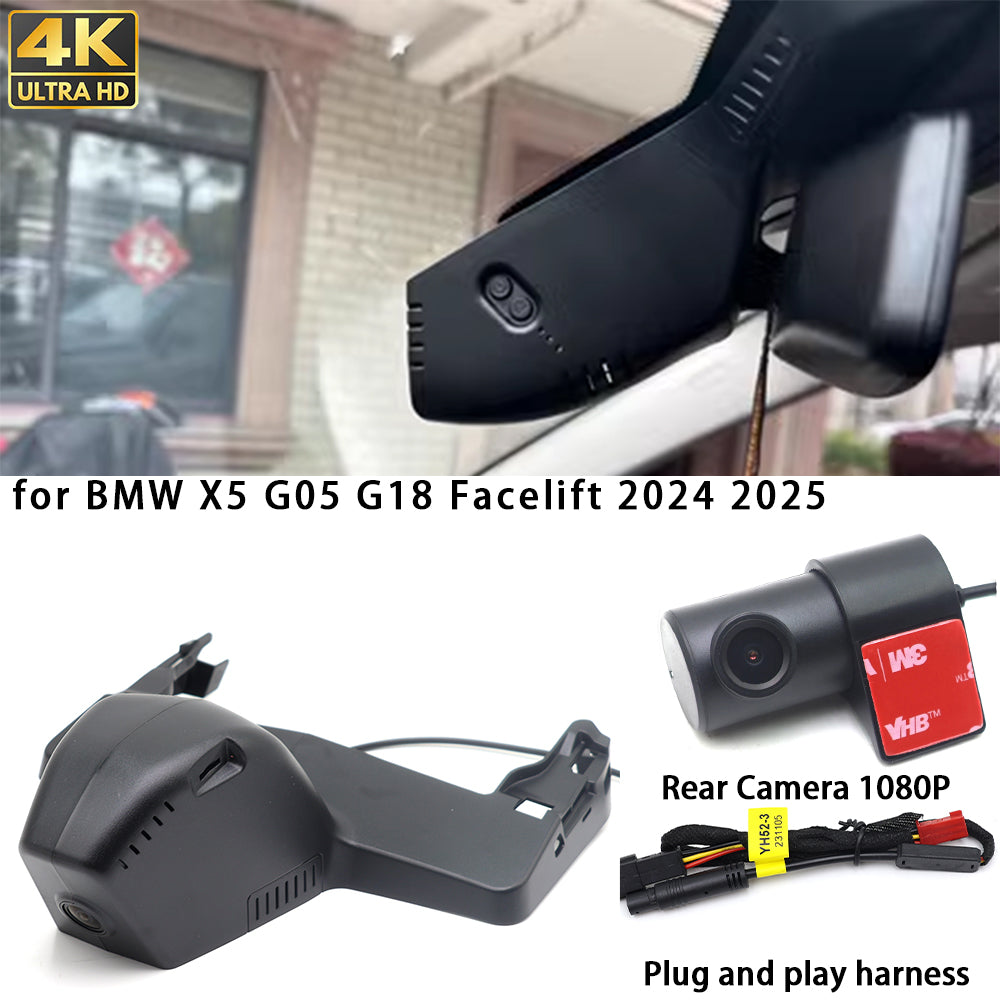 for BMW X5 G05 G18 Facelift 2024 2025 4K Dash Cam Wifi Camera Video Recorder